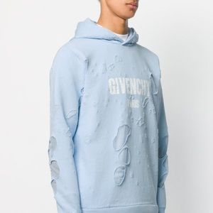 Givenchy Cotton Light Blue Hoodie
